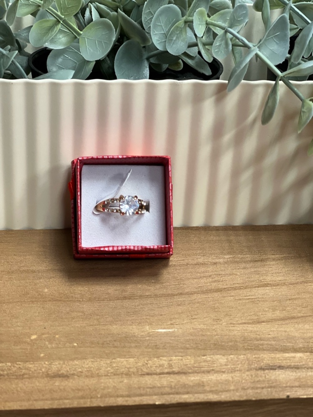 Gold-Tone Clear Stone Women's CZ Ring